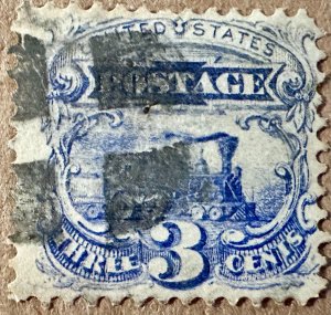 US # 114 3c Locomative 1869 used F-VF CV $30