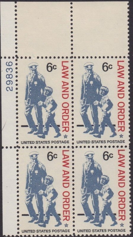 1343 Law and Order Plate Block MNH