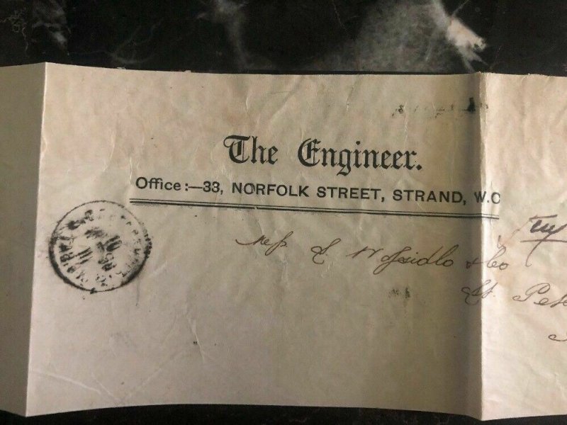 1898 London England Newspaper Wrapper Cover To St Petersburg Russia