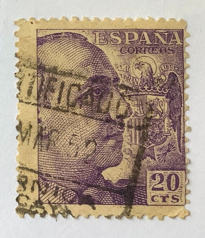 Spain 1949 Scott 693a usedd - 20c, General Franco