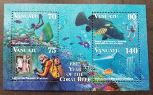 Vanuatu Year Of The Coral Reef 1997 Marine Life Fish Diving Ship Horse (ms) MNH