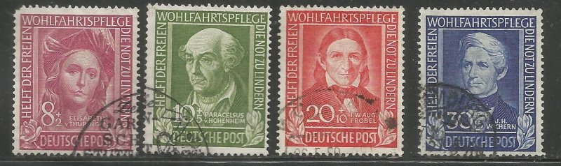 GERMANY  B310-B313  USED,  1949 ISSUE,  SURTAX FOR WELFARE ORGANIZATIONS