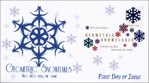 2015, Geometric Snowflakes, Blue, FDC, Digital Color Postmark,  15-284