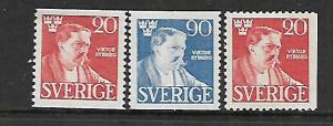 SWEDEN, 363-365, MINT HINGED,VIKTOR RYDBERG