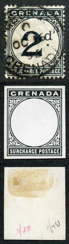 Grenada POST DUE Die Proof (inscribed Surcharge Postage)