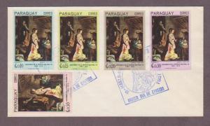 Paraguay # 1008 - 1012  Christmas Birth of Christ FDC