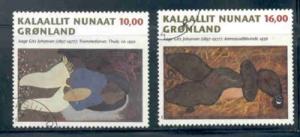 Greenland Sc325-6 1997 Gitz-Johansen paintings stamps used