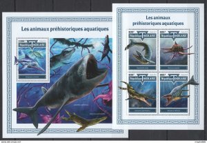 2017 Togo Dinosaurs Prehistoric Water Animals Fauna #8695-98+Bl1519 ** Fd0649