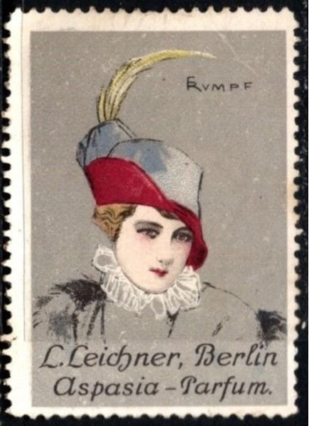 Vintage Germany Poster Stamp Aspasia Perfume L. Leichner, Berlin