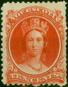 Nova Scotia 1860 10c Vermilion SG28 Fine MM