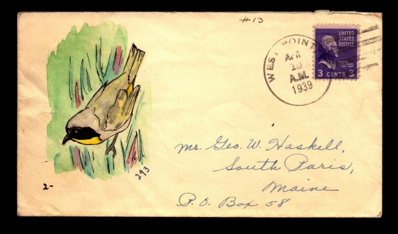 1939 ACE #293 Frank Urnick Hand Painted - Bird in Grass Painting - L33220