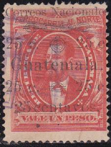 Guatemala SC #26 Stamp 1886 25c Used Postmarked stamps.