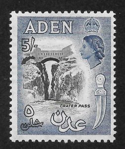 Aden Scott 58A MNHOG - 1953 5sh Dark Blue and Black Crater Pass - SCV $12.00