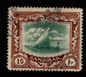 ZANZIBAR SG260 1913 10r GREEN & BROWN USED