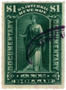 1898 U.S. Revenue $1.00 Documentary Scott #- R173 Used HR