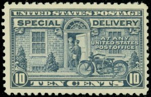 1922 10c Motorcycle, Special Delivery, Gray Violet Scott E12 Mint F/VF NH