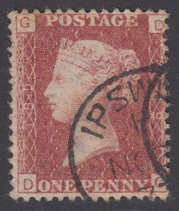 SG 43 1d rose-red plate 189. Very fine used with an Ipswich CDS