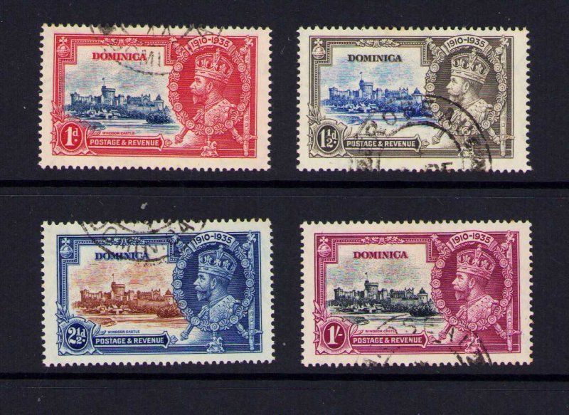 Dominica KGV 1935 Silver Jubilee Used Set. SG92 - 95 Scott 60 - 63  CV $38.00 