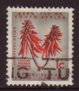 South Africa 1961 Sc#255, SG#199 1c Red Flowers, Flora USED-Good-NH.