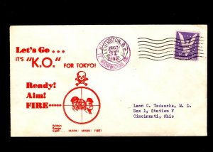 WWII Patriotic Hitler Tojo Mussolini Gun Sight Fire Washington DC 1943 Cover q5