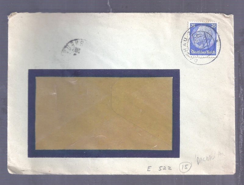 ISRAEL JUDAICA HOLOCAUST GERMANY 1936 COVER DACHAU POSTMARK TO FRANCE