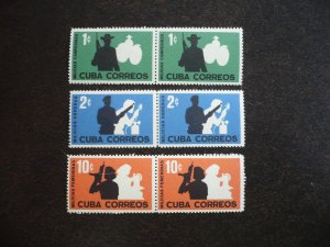 Stamps - Cuba - Scott# 703-705 - Mint Hinged Set of 3 Stamps in Pairs