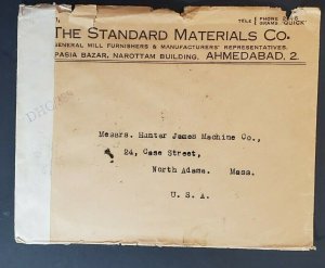 1944 Ahmedabad India to North Adams Massachusetts Censorship Advertising Cover
