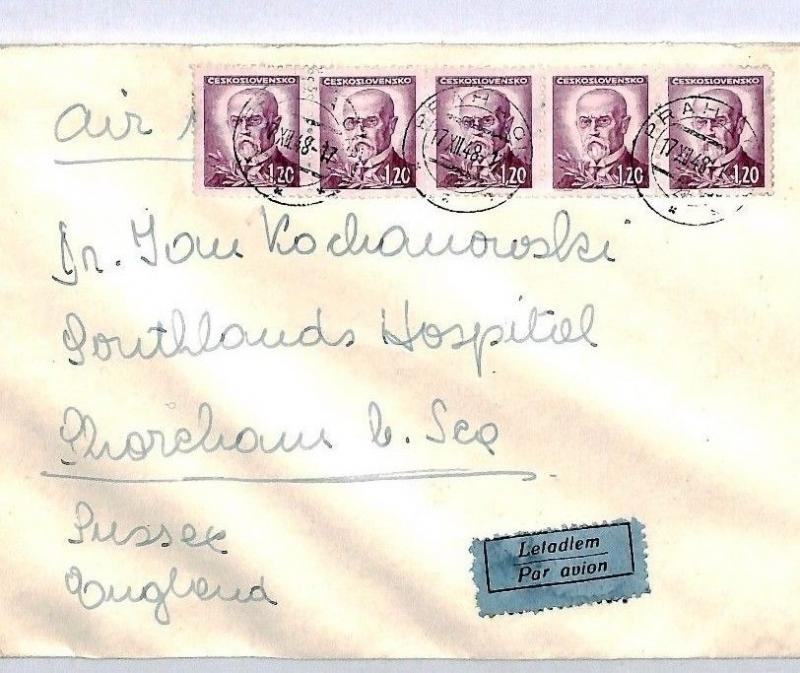 CZECHOSLOVAKIA Cover Air Mail SOUTHLANDS HOSPITAL GB Sussex DOCTOR 1948 CQ127