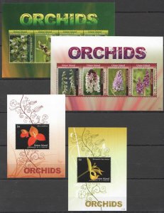 B0310 2011 Union Island Flora Flowers Orchids #611-18 2Kb+2Bl Mnh