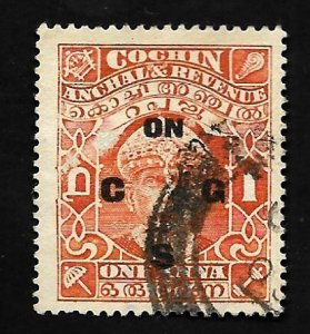 India Feudatory States - Cochin 1937 - U - Scott #O47