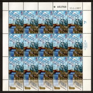 Israel 1997 - Clandestine Immigration - Sheet of 15 Stamps - Scott #1305 - MNH