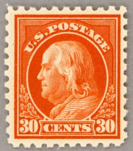 US Scott#439 Mint NH VF 1913 30c Franklin, SLWM, wide margins, no faults
