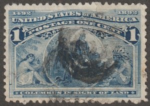 USA, stamp, Scott#230, used, hinged, 1 cent, blue