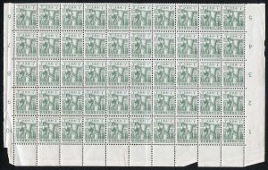 Malaysia Japan Occ SGJ297 1c grey green 1/2 Sheet of 50 Scarce