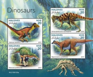 Maldives - 2019 Dinosaurs on Stamps - 4 Stamp Sheet - MLD190105a