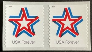 US MNH #5362 Coil Pair Star Ribbon (.55)