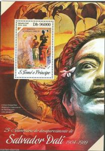 SAO TOME  2014 25th MEMORIAL ANNIVERSARY OF SALVADOR DALI  S/SHEET MINT NH