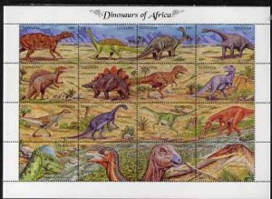 TANZANIA - 1992 - Dinosaurs of Africa - Perf 16v Sheet - Mint Never Hinged