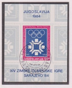 Yugoslavia   #1672  cancelled  1984  Sheet Olympic games flame and rings 50d