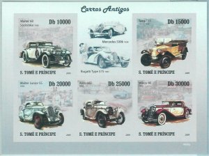 M1592 - S TOME & PRINCIPE - 2009 IMPERF stamp SHEET: Auto Cars, Mercedes Bugatti