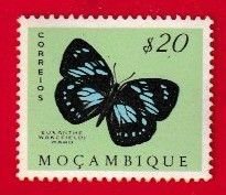 Mozambique SCOTT#366 1953 $20 FOREST QUEEN BUTTERFLY - MNH