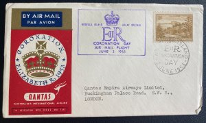 1953 Norfolk Island  First Day Cover FDC To London England Queen Elizabeth II