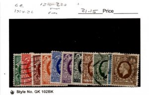 Great Britain, Postage Stamp, #210-220 Used, 1934 King George (AC)