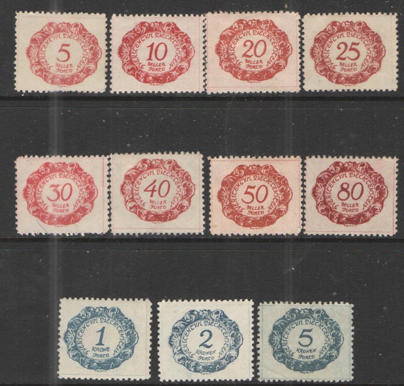 Liechtenstein 1920 Sc# J1-J12 MH/HR VG - Complete set Postage dues