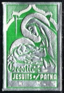 Vintage US Poster Stamp Christmas Greetings Jesuits of Patna Foil Seal