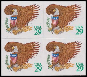 US 2596 Eagle & Shield green 29c block 4 MNH 1992