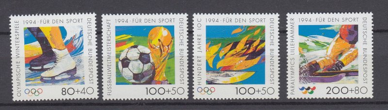 J29732, 1994 germany set mnh #b758-61 sports