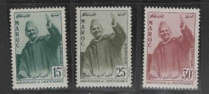 Morocco Scott 13-15 MNH** Sultan Mohammed V set 1957 CV $7.50