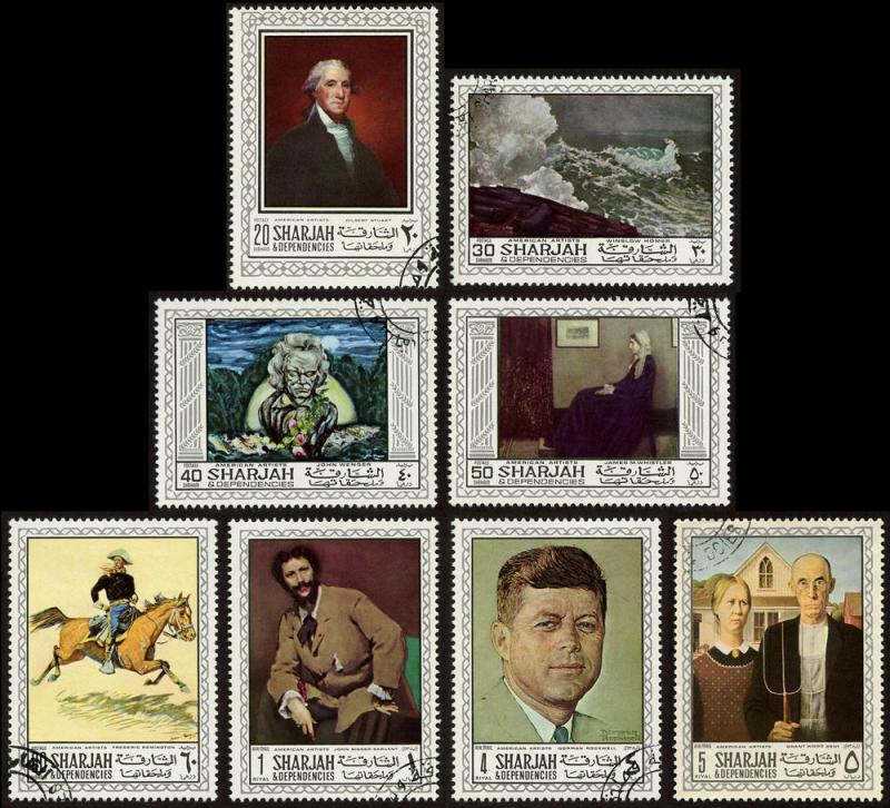 Sharjah Mi 448-455 cto set/8  American Paintings / Artists