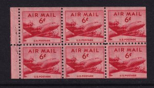 1949 AIRMAIL Sc C39a 6c carmine MNH full OG, booklet pane (T5